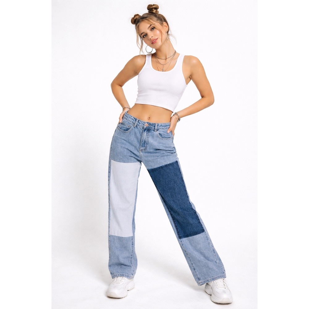 U2 Princess Polly Jeans Denim Patchwork Jeans Size 10 Women's High Rise